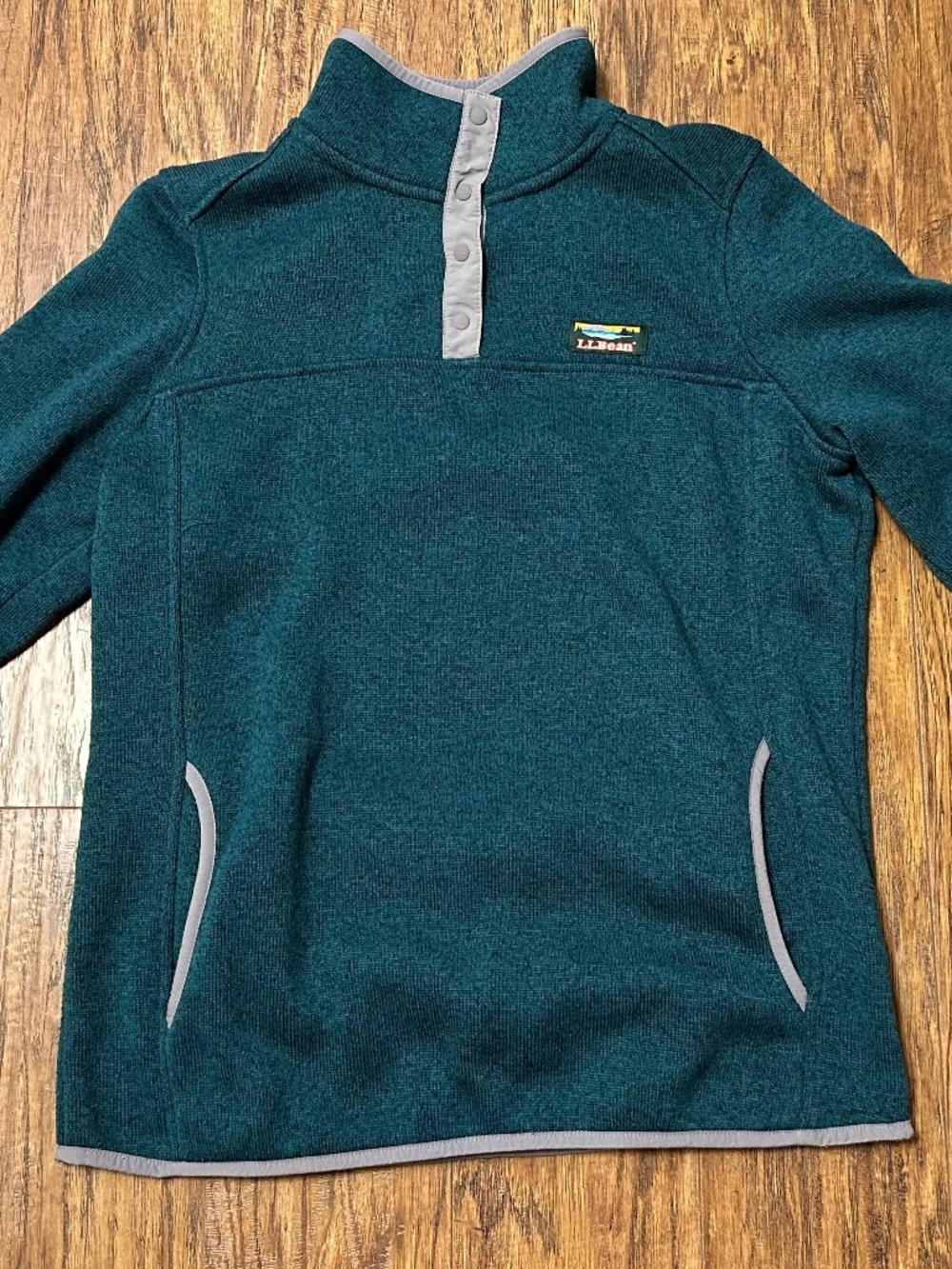 L.L. Bean Women's 1/4 Button Athletic Pullover Sweater Sweatshirt Teal Size M